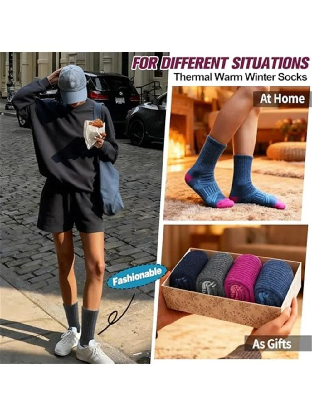 5 Pairs Women's Merino Wool Socks Thermal Warm Winter Boot Crew